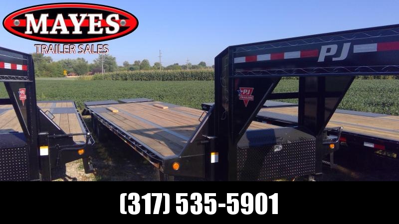 2020 30 Foot (25+5) PJ Trailers LD302 Equipment Trailer - Flatdeck - Gooseneck - Toolbox - Flip Over Monster Ramps (GVW: 25000) 2020 30 Foot (25+5) PJ Trailers LD302 Equipment Trailer - Flatdeck - Gooseneck - Toolbox - Flip Over Monster Ramps (GVW: 25000)