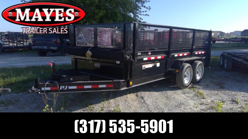 2019 83x16 TA PJ Trailers DJ162 Dump Trailer - 24 Inch Sides with 3 way Gate plus 24 Inch Mesh Sides - 6 Inch Cylinder Upgrade (GVW: 14000) 2019 83x16 TA PJ Trailers DJ162 Dump Trailer - 24 Inch Sides with 3 way Gate plus 24 Inch Mesh Sides - 6 Inch Cylinder Upgrade (GVW: 14000)
