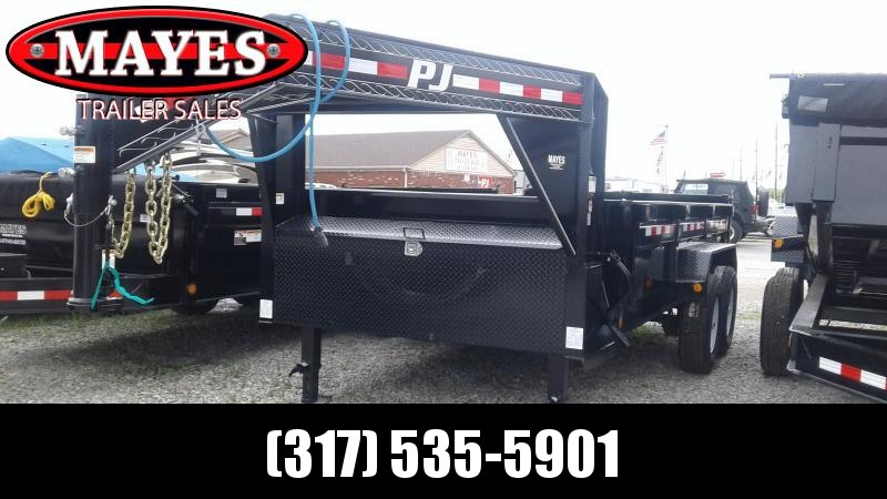 2019 83x14 TA Low Pro PJ Trailers DL142 Dump Trailer - Gooseneck - Split/Spread Gate (GVW: 15680) 2019 83x14 TA Low Pro PJ Trailers DL142 Dump Trailer - Gooseneck - Split/Spread Gate (GVW: 15680)