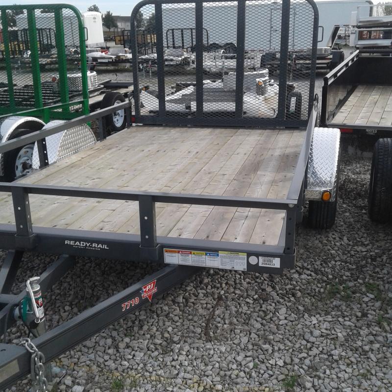 2019 77x10 PJ Trailers U7 77" Single Axle Channel Utili Trailer - Straight Deck w/ 4' Fold-up Gate (GVW: 2995) *Grey Powdercoat* *Black Spoke Wheels* 2019 77x10 PJ Trailers U7 77" Single Axle Channel Utili Trailer - Straight Deck w/ 4' Fold-up Gate (GVW: 2995) *Grey Powdercoat* *Black Spoke Wheels*