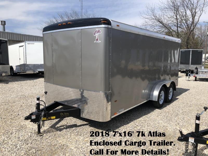 2018 7'x16' 7k Atlas Enclosed Cargo Trailer. 40100 2018 7'x16' 7k Atlas Enclosed Cargo Trailer. 40100