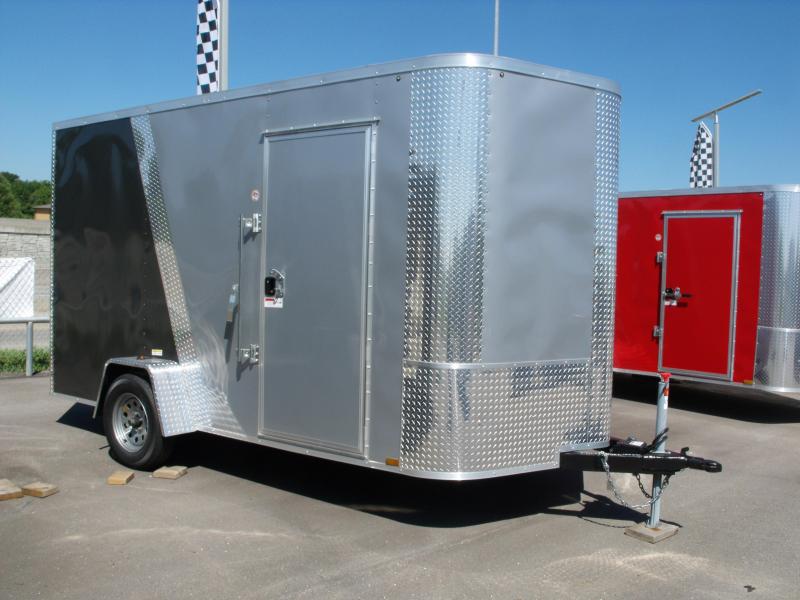 Enclosed Trailer 7 X 12 Ramp 7' Height Two Tone Color White/Med Charcoal Tube Construction Enclosed Trailer 7 X 12 Ramp 7' Height Two Tone Color White/Med Charcoal Tube Construction