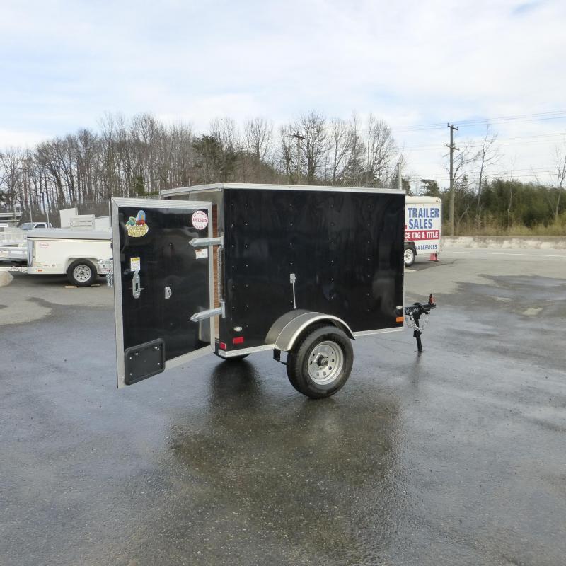Covered Wagon Trailers 4' x 6' Black Enclosed Trailer w/ a VNose and