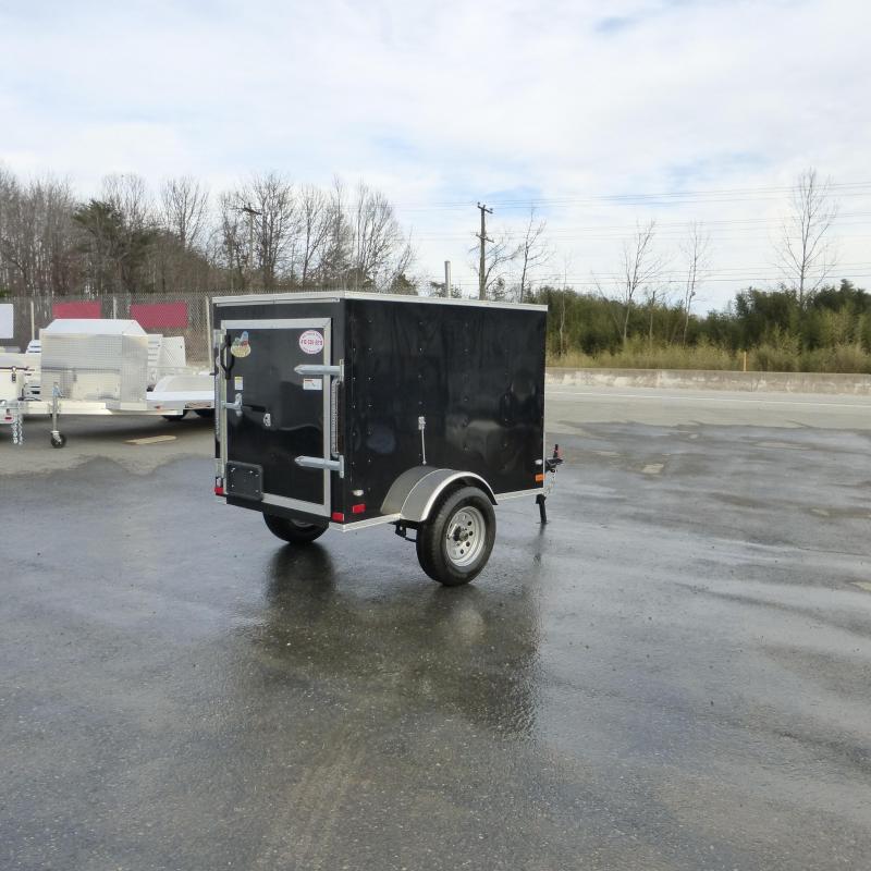 Covered Wagon Trailers 4' x 6' Black Enclosed Trailer w/ a VNose and